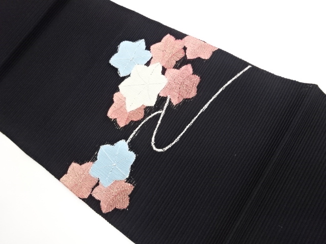 JAPANESE NAGOYA OBI FOR SUMMER / WOVEN MAPLE LEAVES